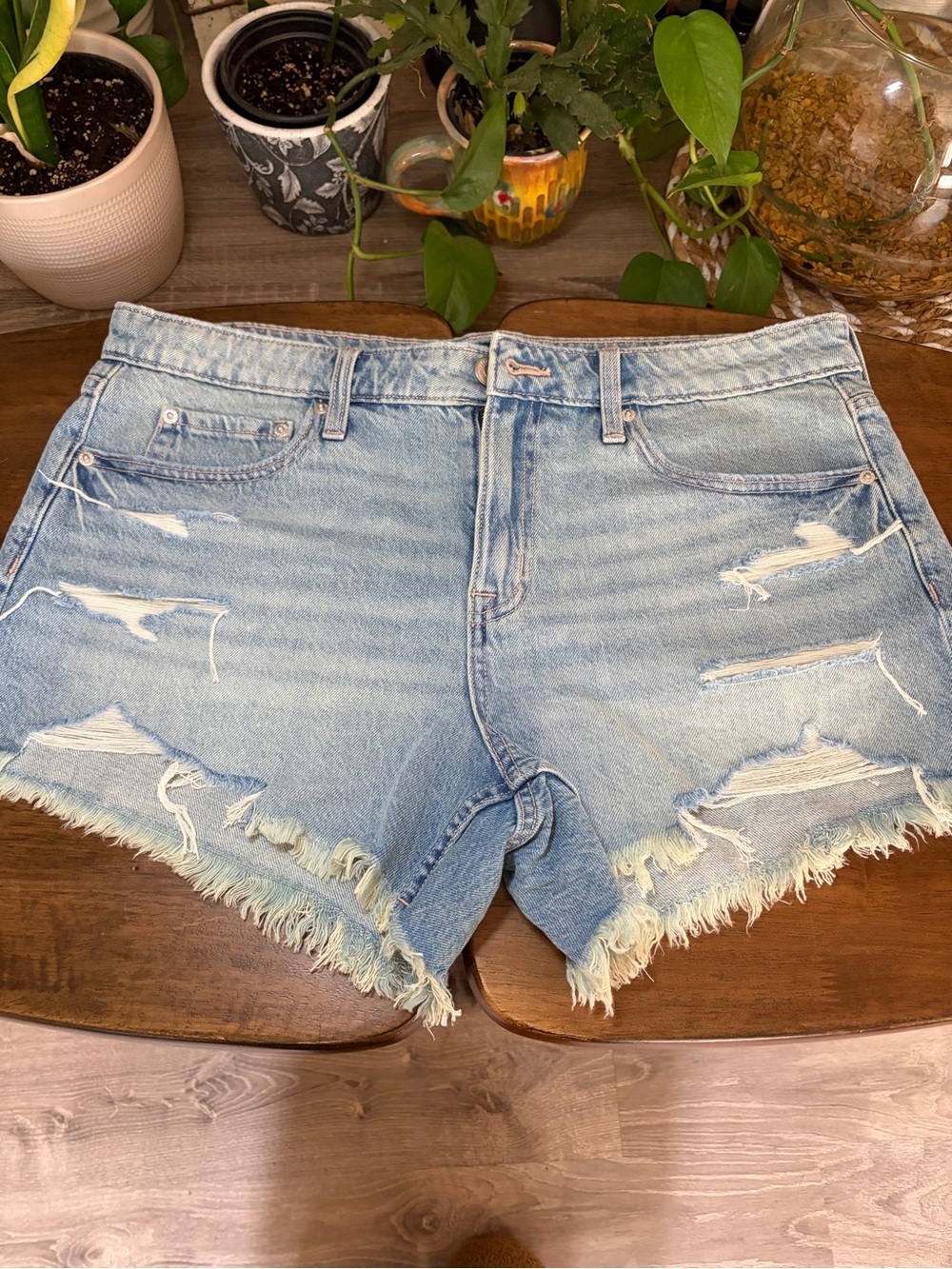 Aeropostale Light Wash Distressed Denim Cutoff Shorts
